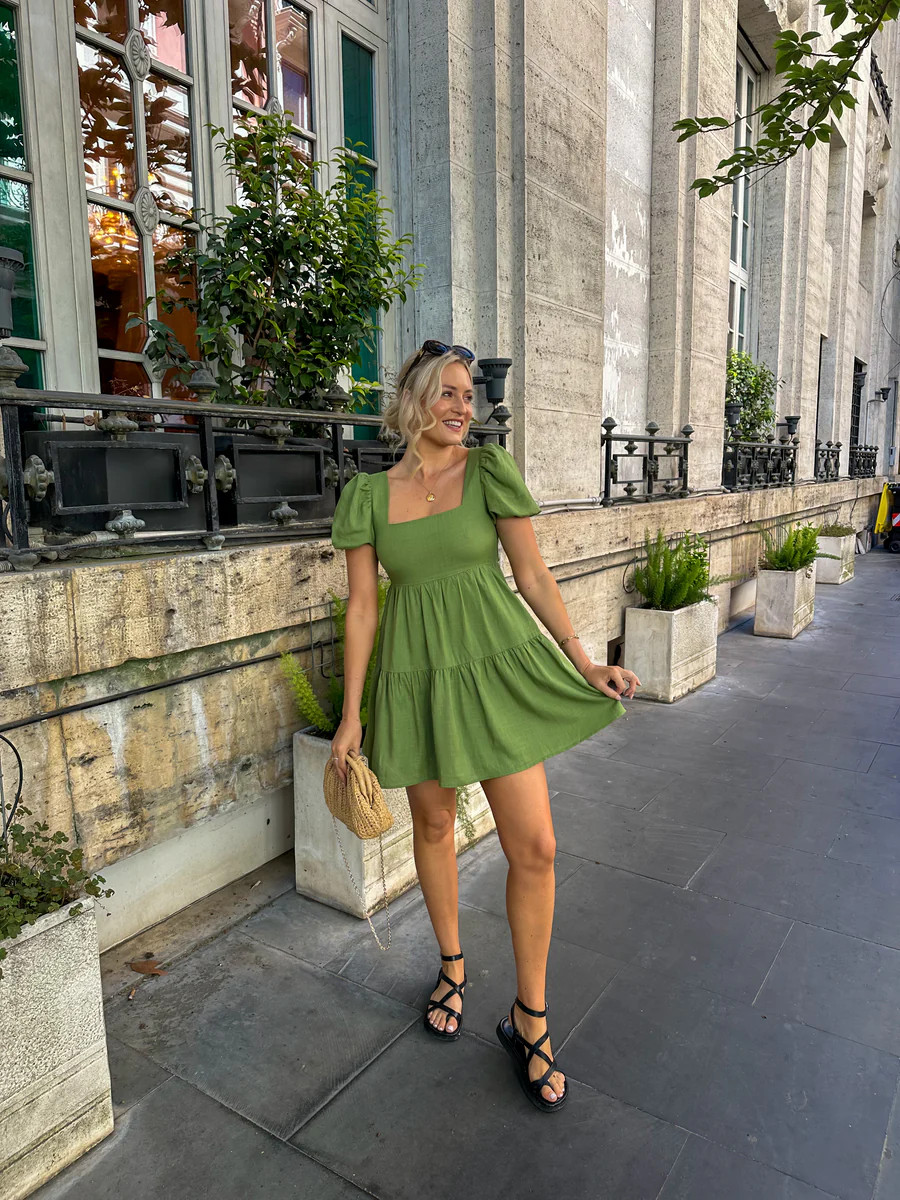 Ultimate green linen smock dress | Azura Rose