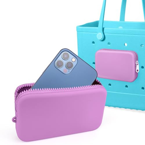 AIERSA Phone Holder for Bogg Bag Accessories, Silicone Insert Wallet for Bogg Bag Original All Models Rubber Beach Tote Bags, Purple | Amazon (US)
