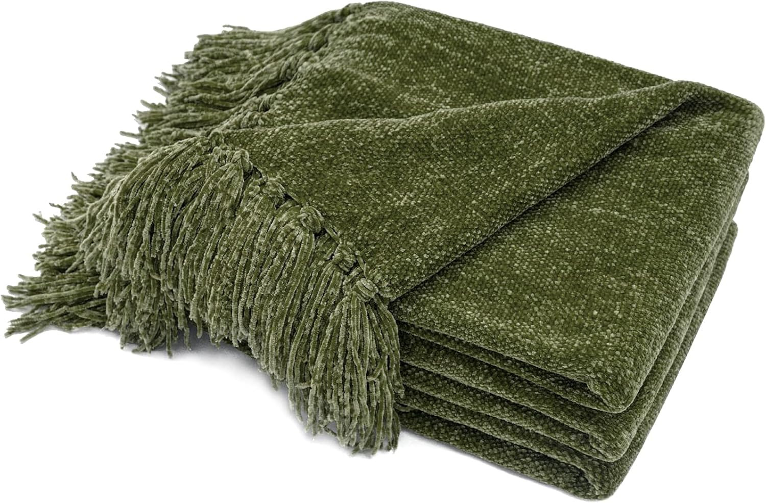 RECYCO Throw Blanket Soft Cozy Chenille Throw Blanket with Fringe Tassel for Couch Sofa Chair Bed Living Room Gift (Loden Green, 50'' x 60'') | Amazon (US)