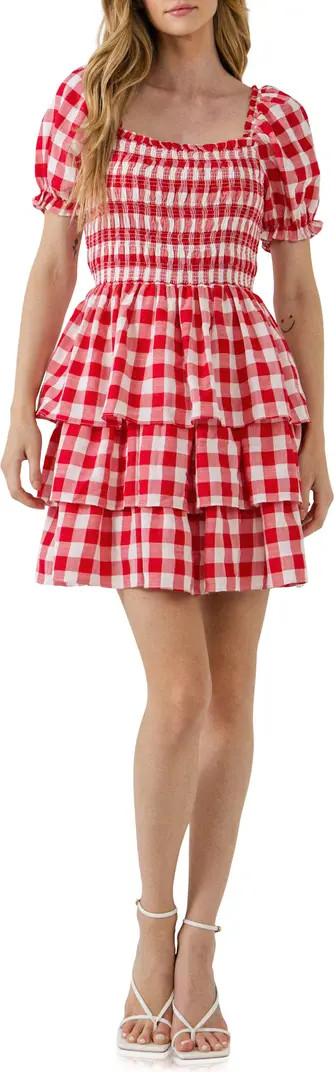 Gingham Smocked Minidress | Nordstrom