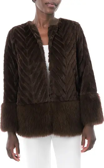 Nina Leonard Chevron Faux Fur Long Sleeve Bolero | Nordstromrack | Nordstrom Rack