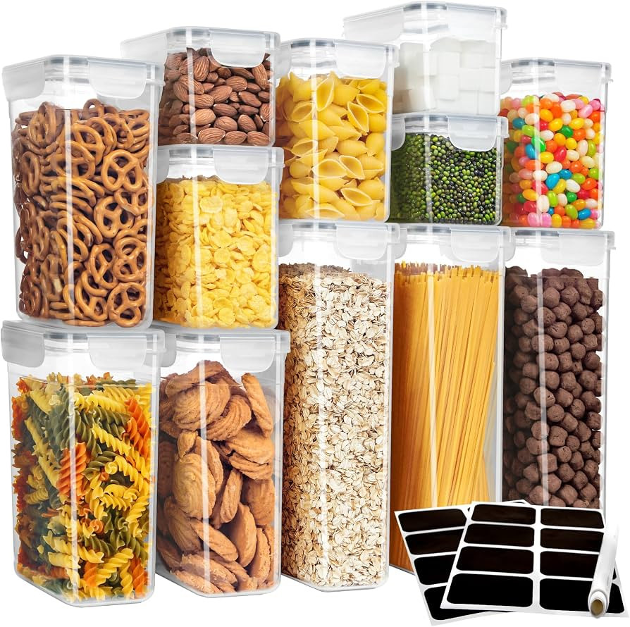 MR.SIGA 12 Pack Airtight Food Storage Container Set, BPA Free Kitchen Pantry Organization, Kitche... | Amazon (US)