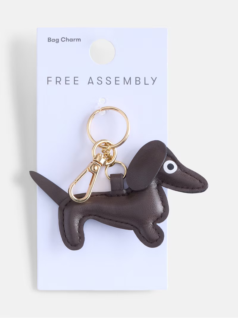 Free Assembly Women's Dachshund Bag Charm, Brown | Walmart (US)