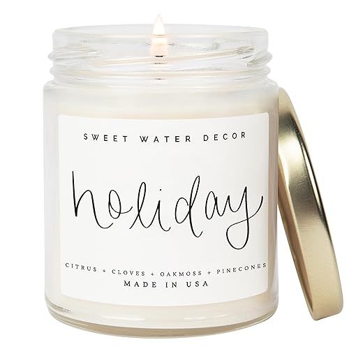 Sweet Water Decor Holiday Candle | Cloves, Pine, and Sandalwood Festive Winter Scented Soy Candle... | Amazon (US)