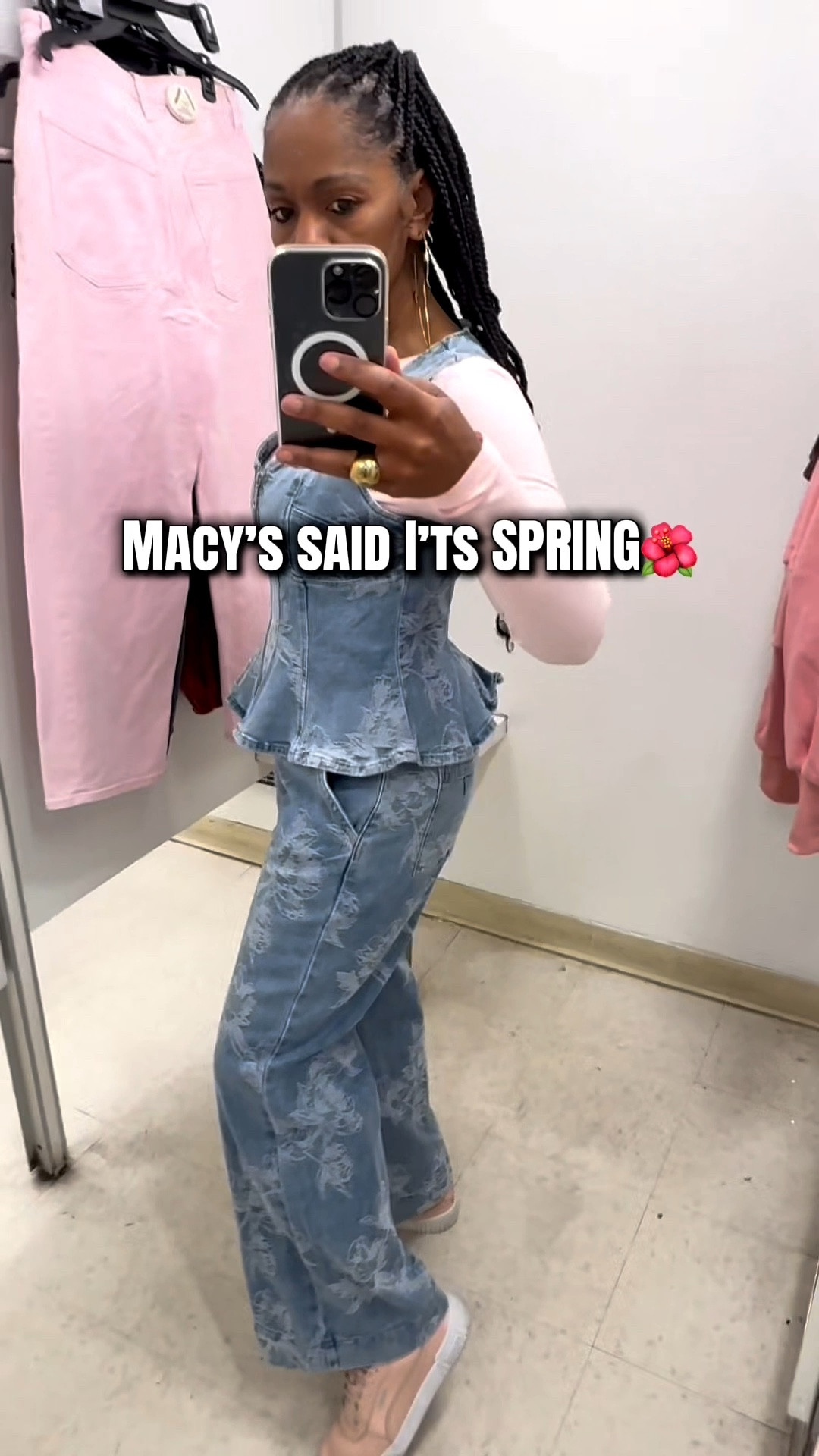 Macy’s spring try-on haul and everything is a YES 🌸 Women over 60, we stay winning 👏🏾
	∙	Rust linen set — And Now This
	∙	Printed denim corset set — Guess
	∙	Denim jeans — And Now This
	∙	Pink wide-leg jeans — On 34th
	∙	Lace sleeve top-DKNY
Sizes: Tops M | Jeans 8 | Pants M
#LTKover40 #LTKstyletip #LTKfindsunder50 #LTKseasonal #LTKspring #LTKVideo #LTKfashion​​​​​​​​​​​​​​​​
