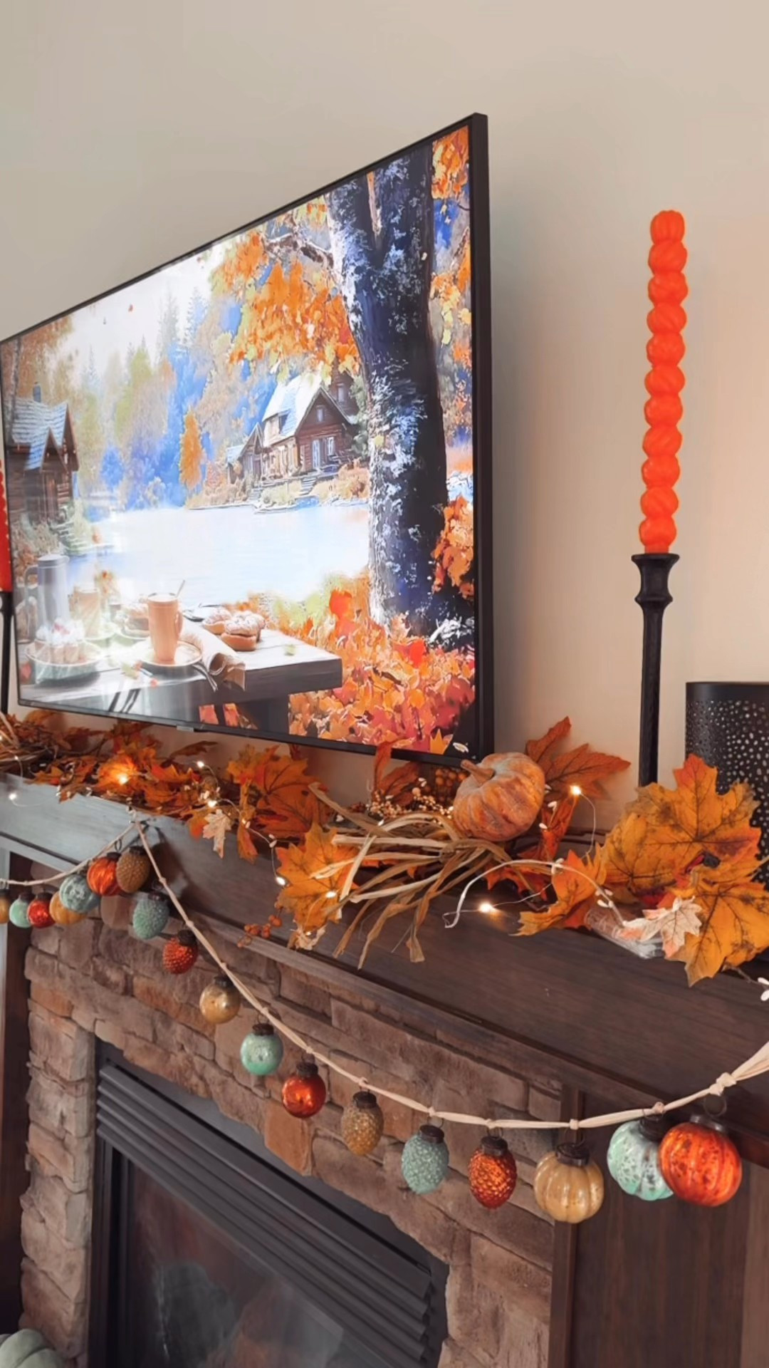 Cozy Fall Decor| Fall Cottage Decor| Cozy Fireplace| Pumpkin Taper Candles| Twinkle Lights| Mercury Glass Light Up Pumpkins| Black Candlesticks| Fall Decor| Fall Mantle

#LTKSeasonal