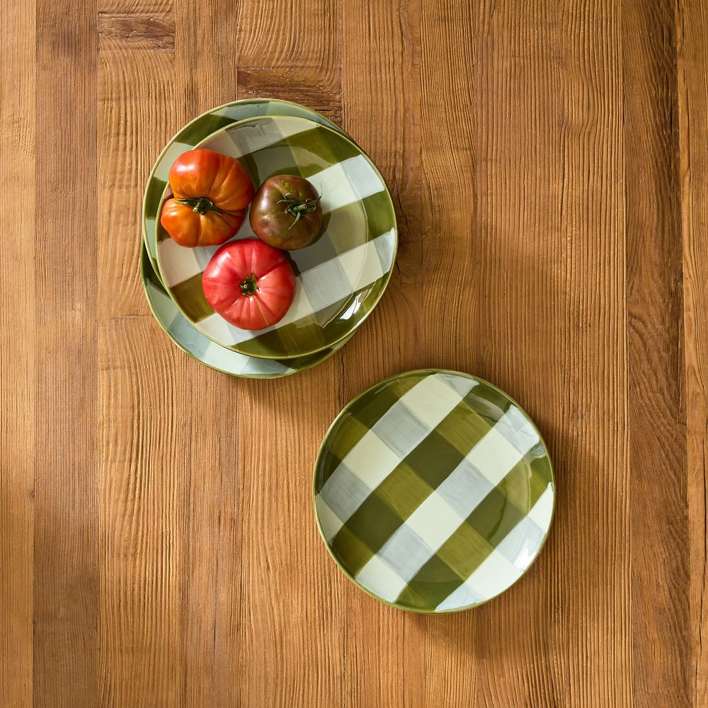 Elliot Hand-Painted Gingham Dinnerware Collection | GreenRow
