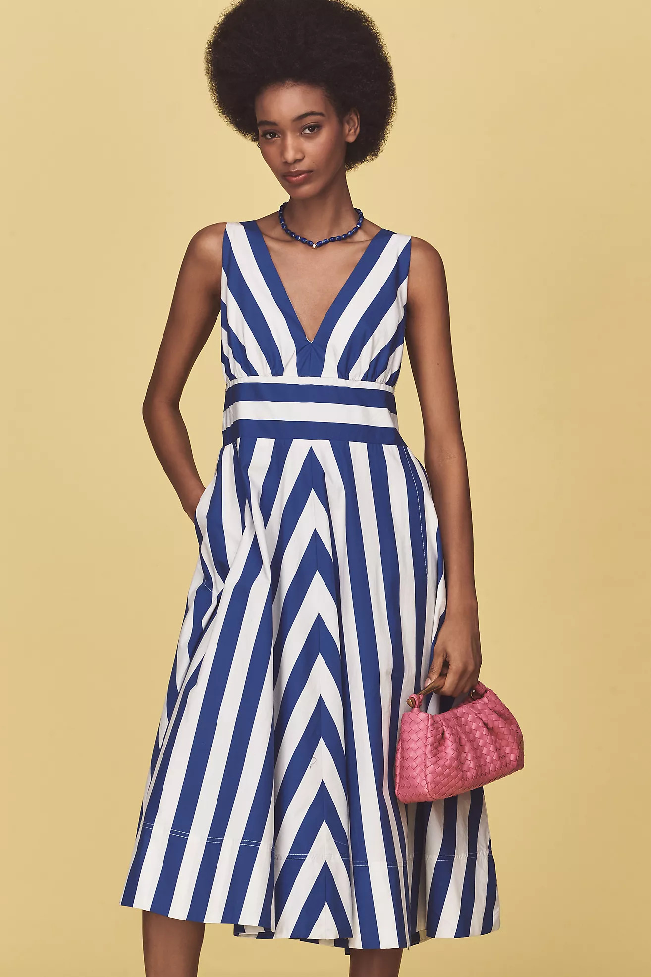 By Anthropologie V-Neck Sleeveless Fit & Flare Midi Dress | Anthropologie (US)