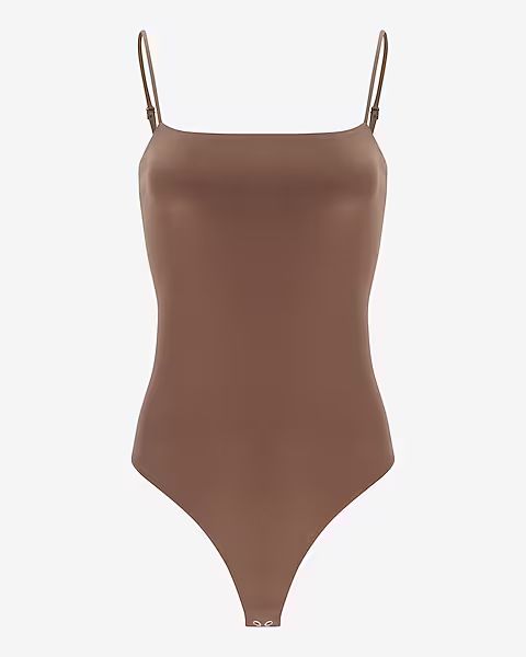 Body Contour Double Layer Silky Square Neck Thong Bodysuit | Express