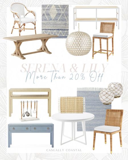 Serena & Lily’s Dining Sale is going on now! Items are up to 30% off, but some items have deeper discounts than others! Sharing all of my favorites that are MORE than 20% off, which will typically beat the discount on their standard 20% off sales!
-
coastal decor, beach house decor, beach decor, beach style, coastal home, coastal home decor, coastal decorating, coastal interiors, coastal house decor, home accessories decor, coastal accessories, beach style, blue and white home, blue and white decor, neutral home decor, neutral home, natural home decor, dining chairs on sale, coastal rugs on sale, blue and white rugs on sale, living room rugs, bedroom rugs, dining room rugs, coastal console tables on sale, dining room furniture, dining room tables on sale, round dining room tables, extending dining tables, coastal counter stools on sale, woven counter stools on sale, woven console tables, capiz chandeliers, capiz lighting, rattan dining chairs, riviera dining chairs, balboa stools, placemats, white dining tables, console tables with shelves

#LTKhome #LTKsalealert #LTKstyletip