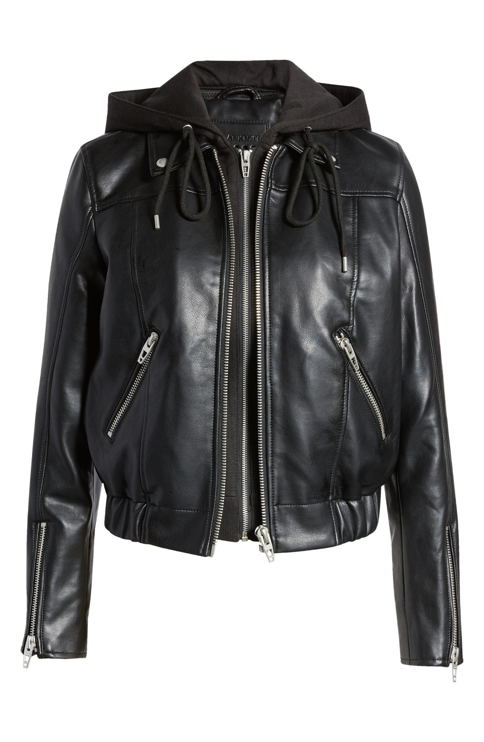 Faux Leather Bomber Jacket with Removable Hood | Nordstrom | Nordstrom