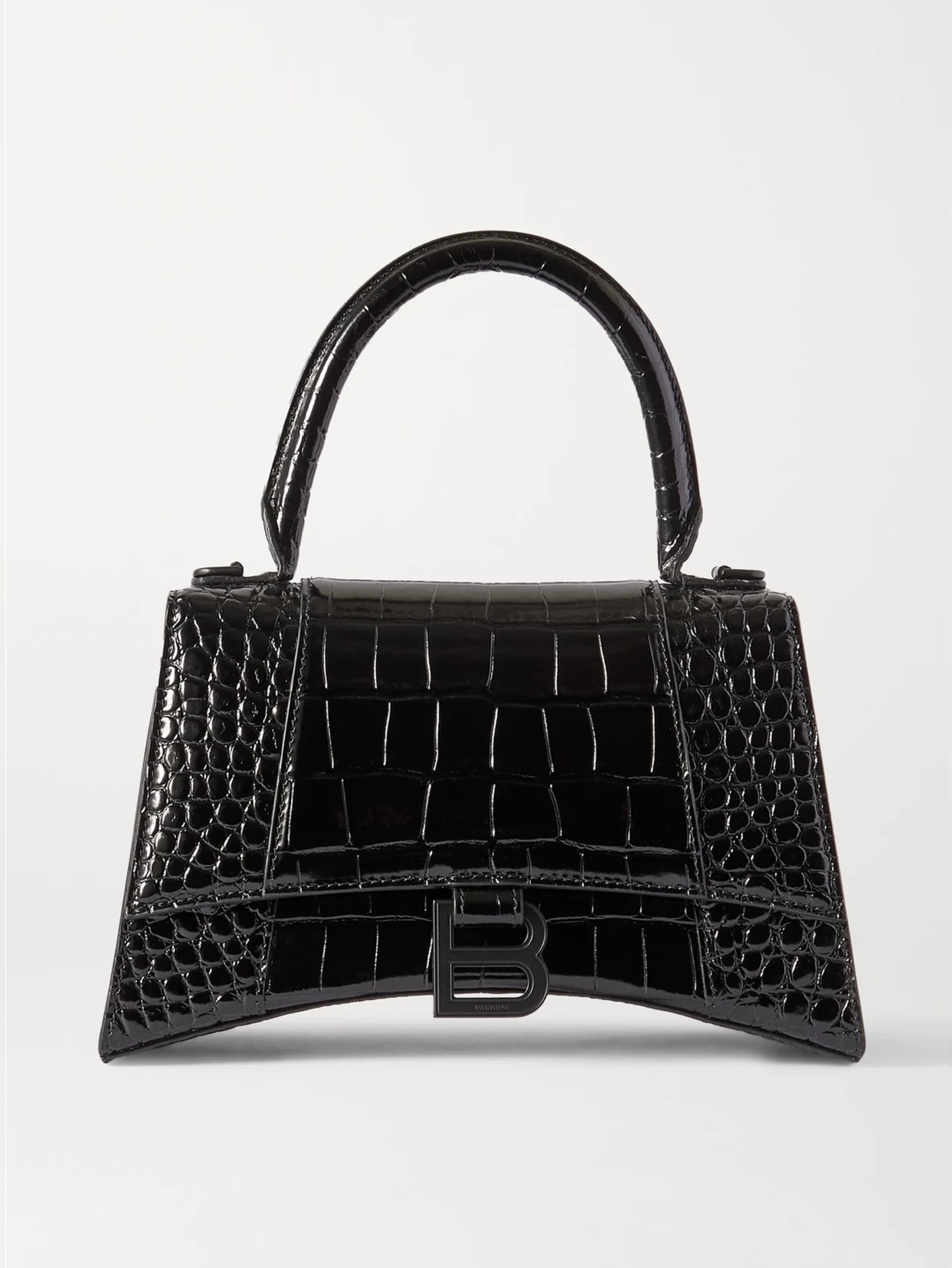 Balenciaga - Hourglass Small Croc-effect Leather Tote - Black | NET-A-PORTER (US)