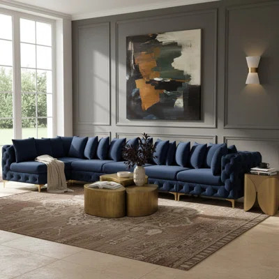Iysla 168" Wide Velvet Reversible Modular Corner Sectional | Wayfair North America