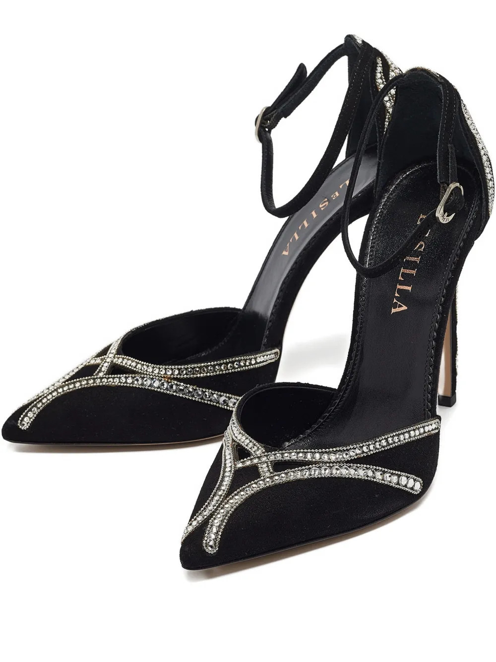 Le Silla ankle-strap crystal heeled pumps - Black | Farfetch Global