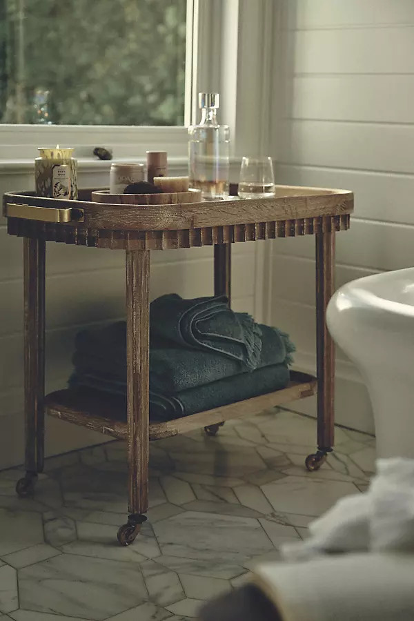 Norma Fluted Oak Bar Cart | Anthropologie (US)