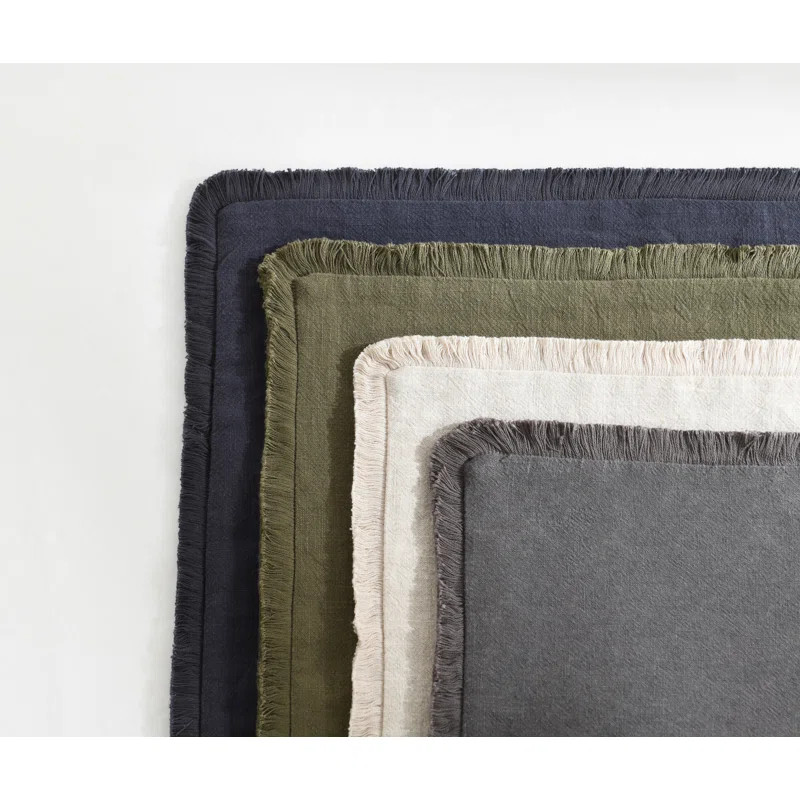 Cozy Soft Washed Linen Textured Boho Farmhouse Pillow Cover With Tassels Edge (Set of 2) | Wayfair North America