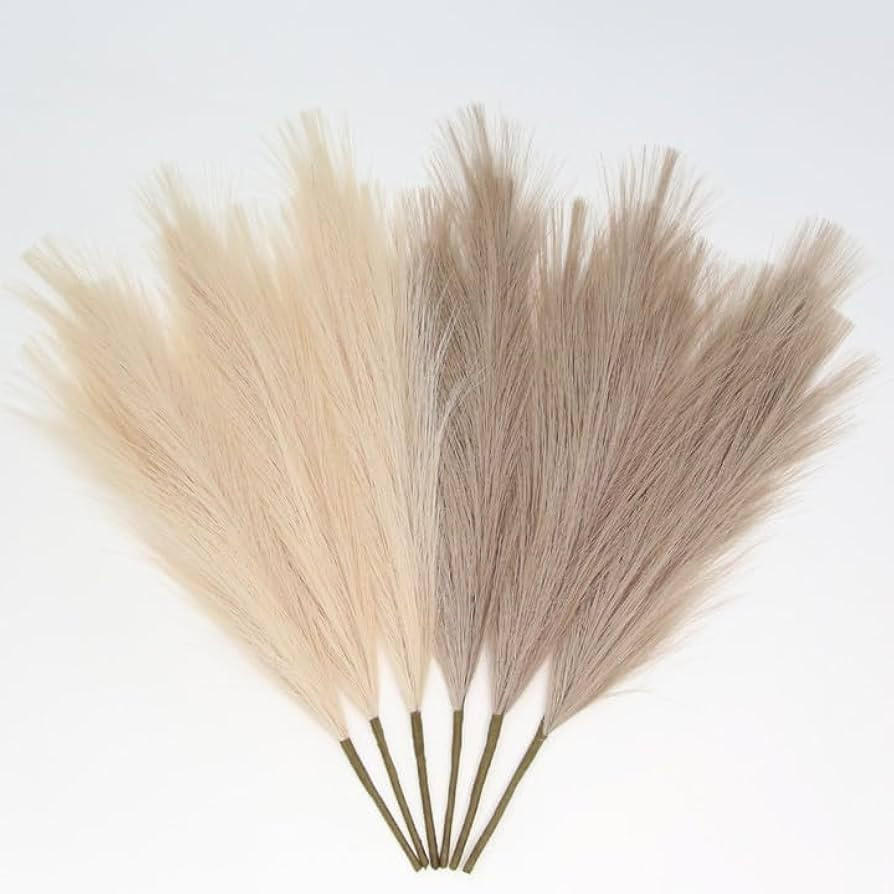 ZIFTY Faux Pampas Grass Decor 6-Pcs 17" Fluffy Artificial Pompous Grass Short Pompas Boho Decor F... | Amazon (US)