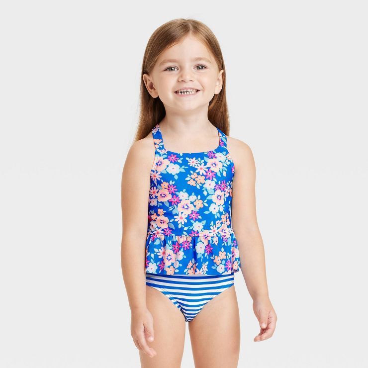 Toddler Girls' 2pc Floral Tankini Set - Cat & Jack™ Blue | Target