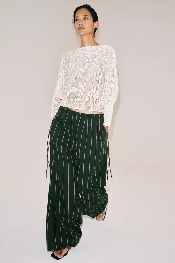 ZW COLLECTION STRIPED LINEN BLEND TROUSERS | Zara UK
