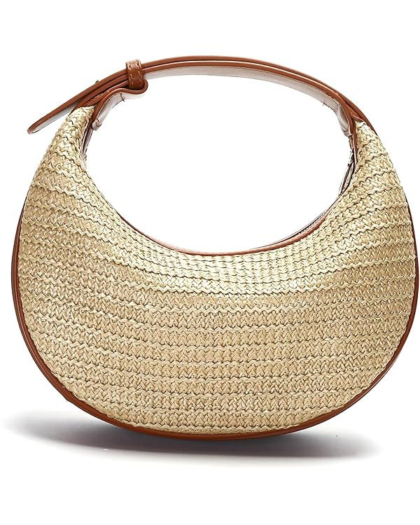 Herald Straw Crossbody Bag for Women Beach Woven Hobo Handbag Summer Chic Crescent Shoulder Purse... | Amazon (US)