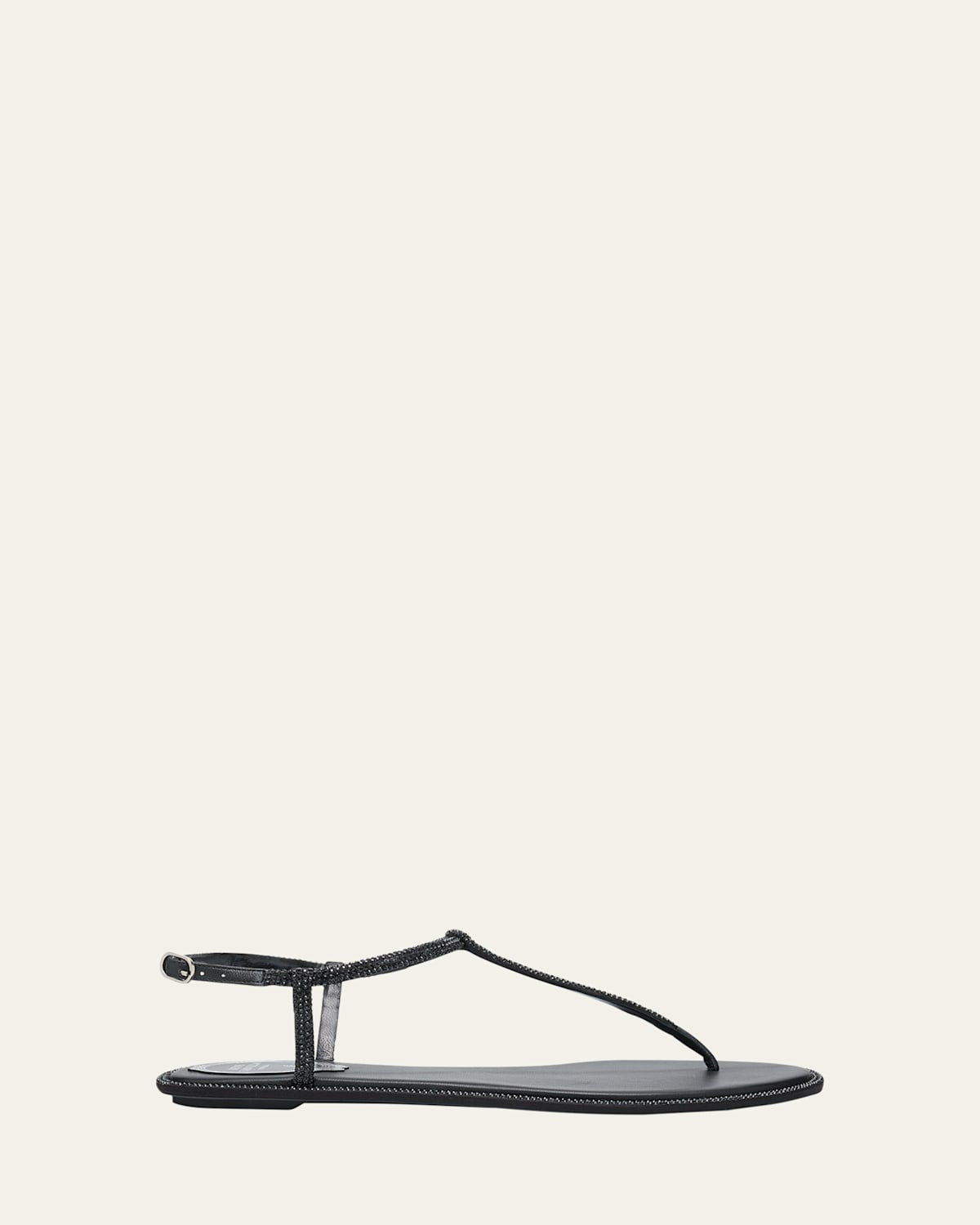 Strass Satin T-Strap Flat Sandals | Bergdorf Goodman