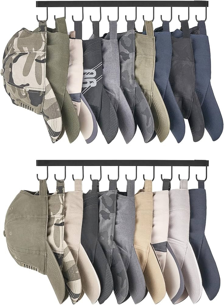 Mkono Hat Rack Wall Mount Set of 2 Hat Storage Organizer for 20 Baseball Caps, Modern Metal Close... | Amazon (US)