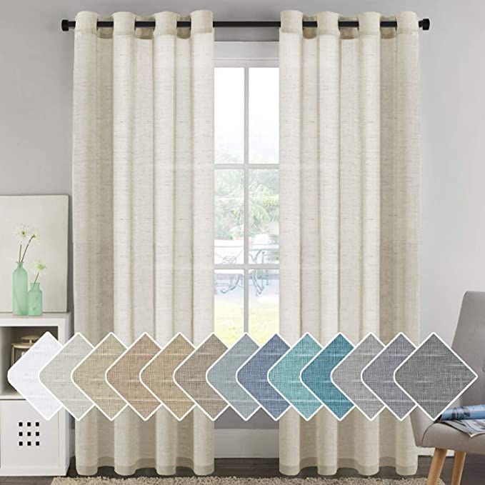 H.VERSAILTEX Home Decorative Privacy Window Treatment Linen Curtains/Natural Linen Blended Sheer ... | Amazon (US)