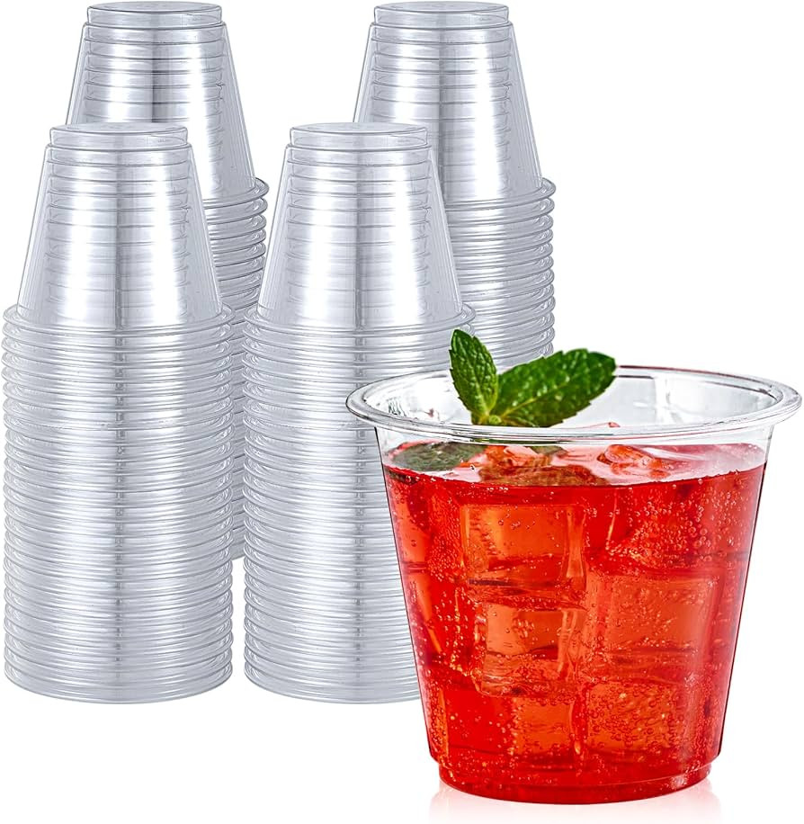 Turbo Bee 50 Pack 9oz Clear Plastic Cups,Disposable Crystal Drinking Cups,PET Plastic Party Cups ... | Amazon (US)