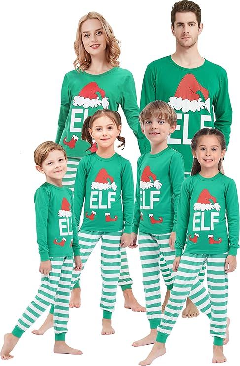 Matching Family Christmas Deer Pajamas Xmas Pjs Women Men Plaid Clothes Holiday Sleepwear | Amazon (US)