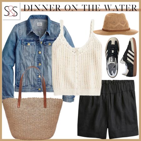 Crochet button up sweater tank is amazing with linen shorts and Adidas sneakers! Great for travel or date night!

#LTKTravel #LTKOver40 #LTKStyleTip