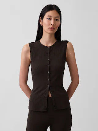 Modern Wide Rib Button-Front Top | Gap (US)