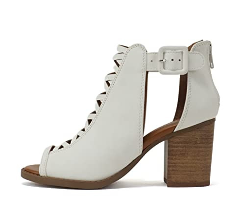 Soda Aran ~ Women Open Toe Crisscross Straps Back Zipper High Heel Fashion Sandal with Adjustable... | Amazon (US)