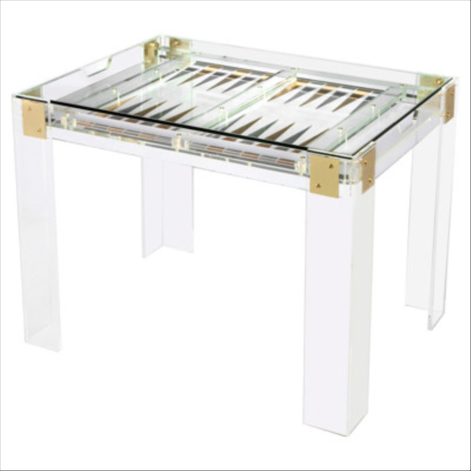 Click for more info about Interlude Pierre Modern Acrylic Brass Hinge Backgammon Tables