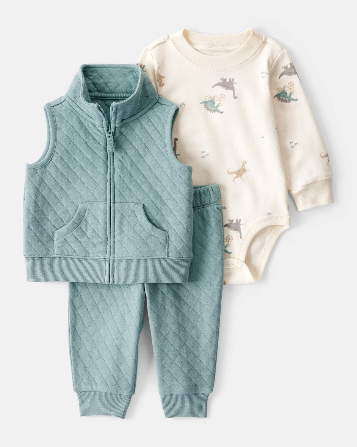 Baby 3-Piece Quilted Dinosaur Little Vest Set - Green/Ivory(5)5.0 out of 5 Customer Rating | Carter's Inc