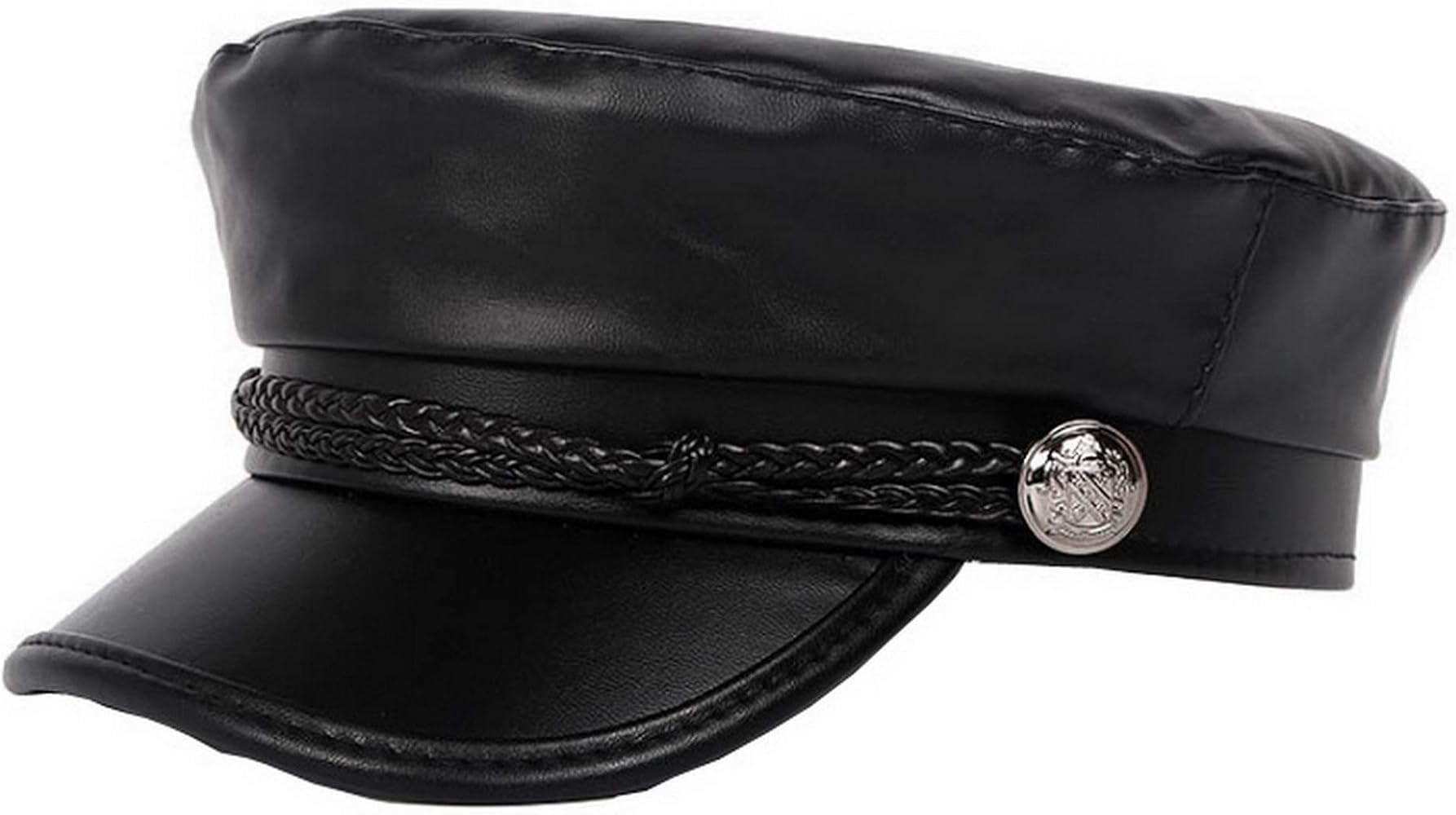 Brcus Women Yacht Captain Sailor Hat PU Newsboy Cabbie Baker Boy Peaked Beret Cap | Amazon (US)