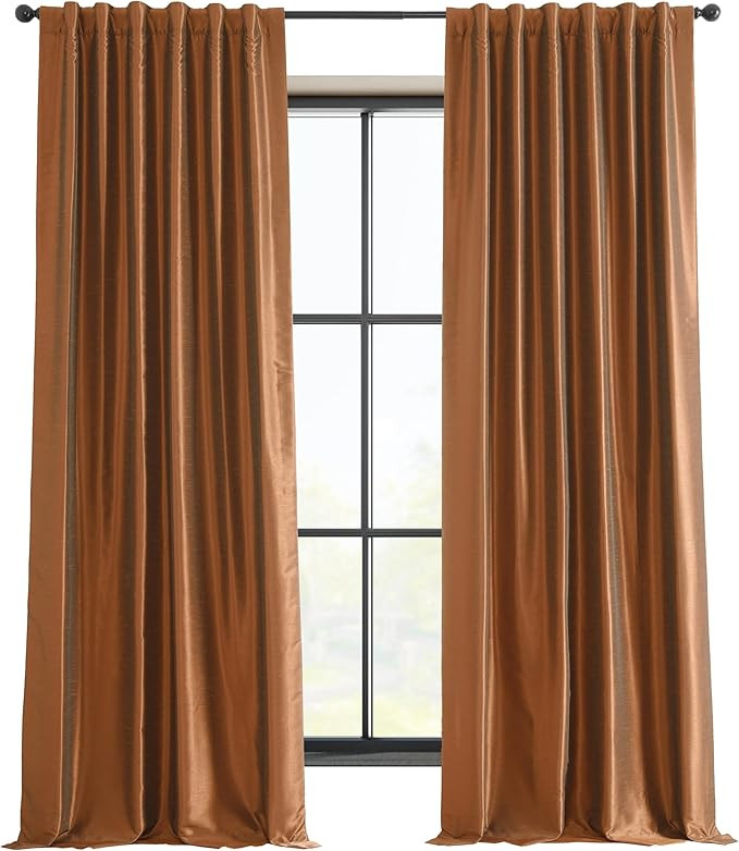 HPD Half Price Drapes Faux Silk Blackout Curtains for Room Decor Vintage Textured (1 Panel), PDCH... | Amazon (US)