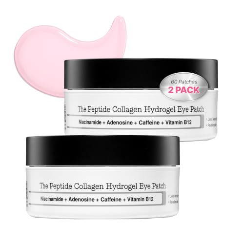 COSRX Pink Peptides Collagen Hydrogel Eye Patch 120 Count (2 Pack of 60 Count) for Puffy Eyes, Cooling & Firming Under Eye Patches with 4-Peptide & Caffeine, Depuffing Gel Eye Mask, Korean Skin Care | Amazon (US)