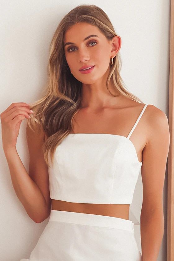 What a Darling White Organza Tie-Back Crop Top | Lulus (US)