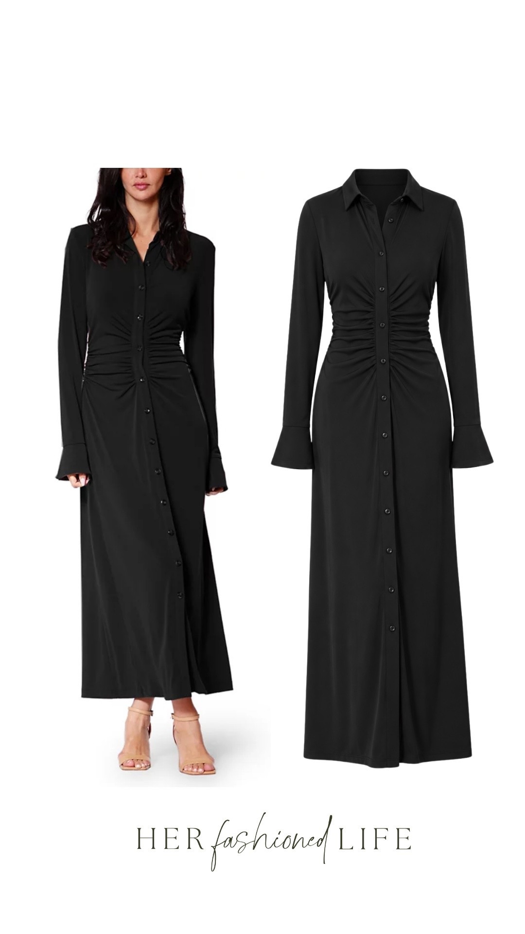 Best selling dress of the week! 🖤
-Long Sleeve Cinched Button Maxi Dress

#LTKOver40 #LTKWedding #LTKSaleAlert