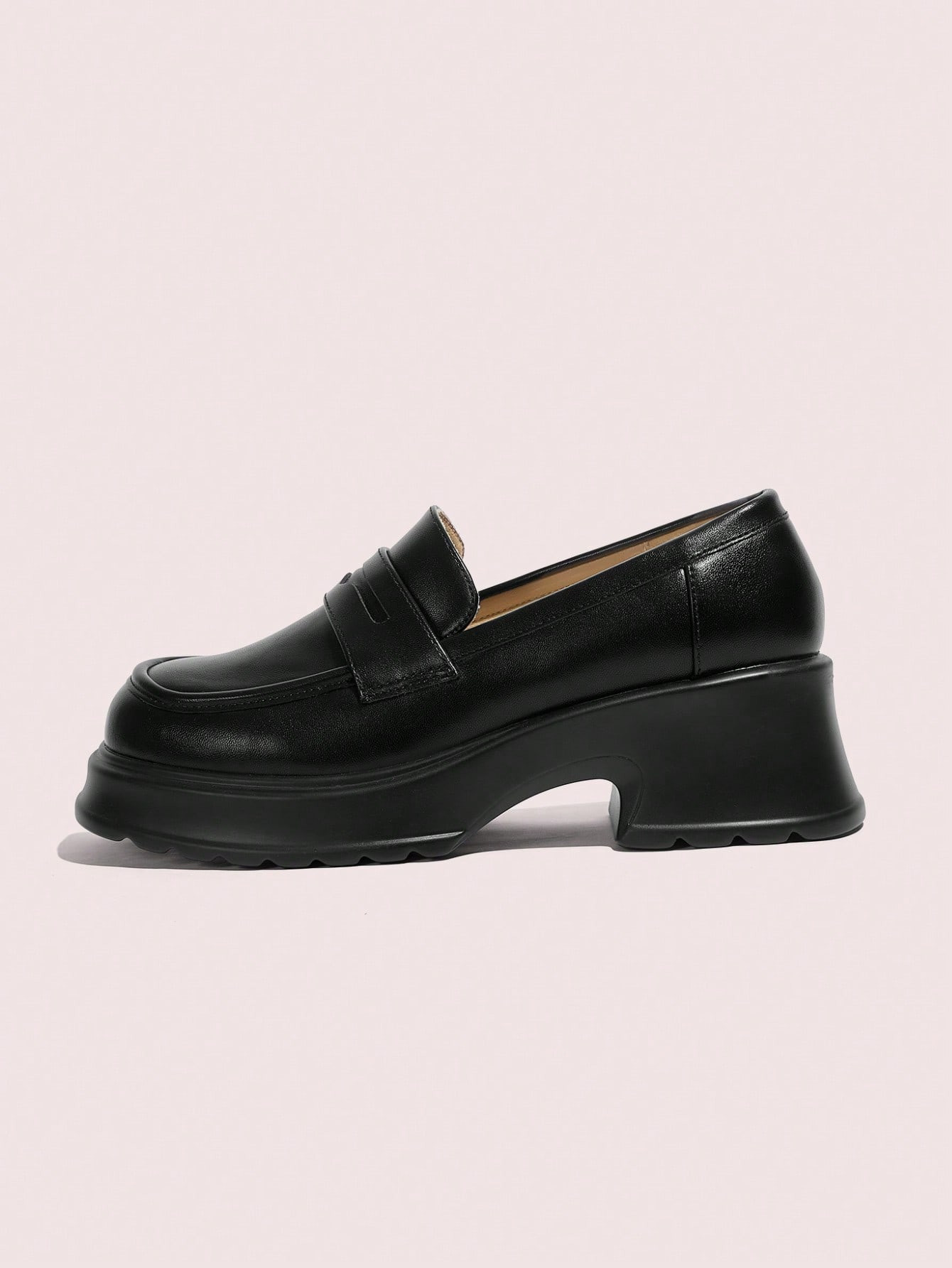CUCCOO Quty Dames Ronde Neus Comfortabele Simplistc Wedge & Chunky Platform Slip-On Loafers Hallo... | SHEIN