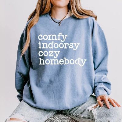 Comfy Indoorsy Cozy Homebody - Women's Lightweight Garment Dyed Sweatshirt | Target