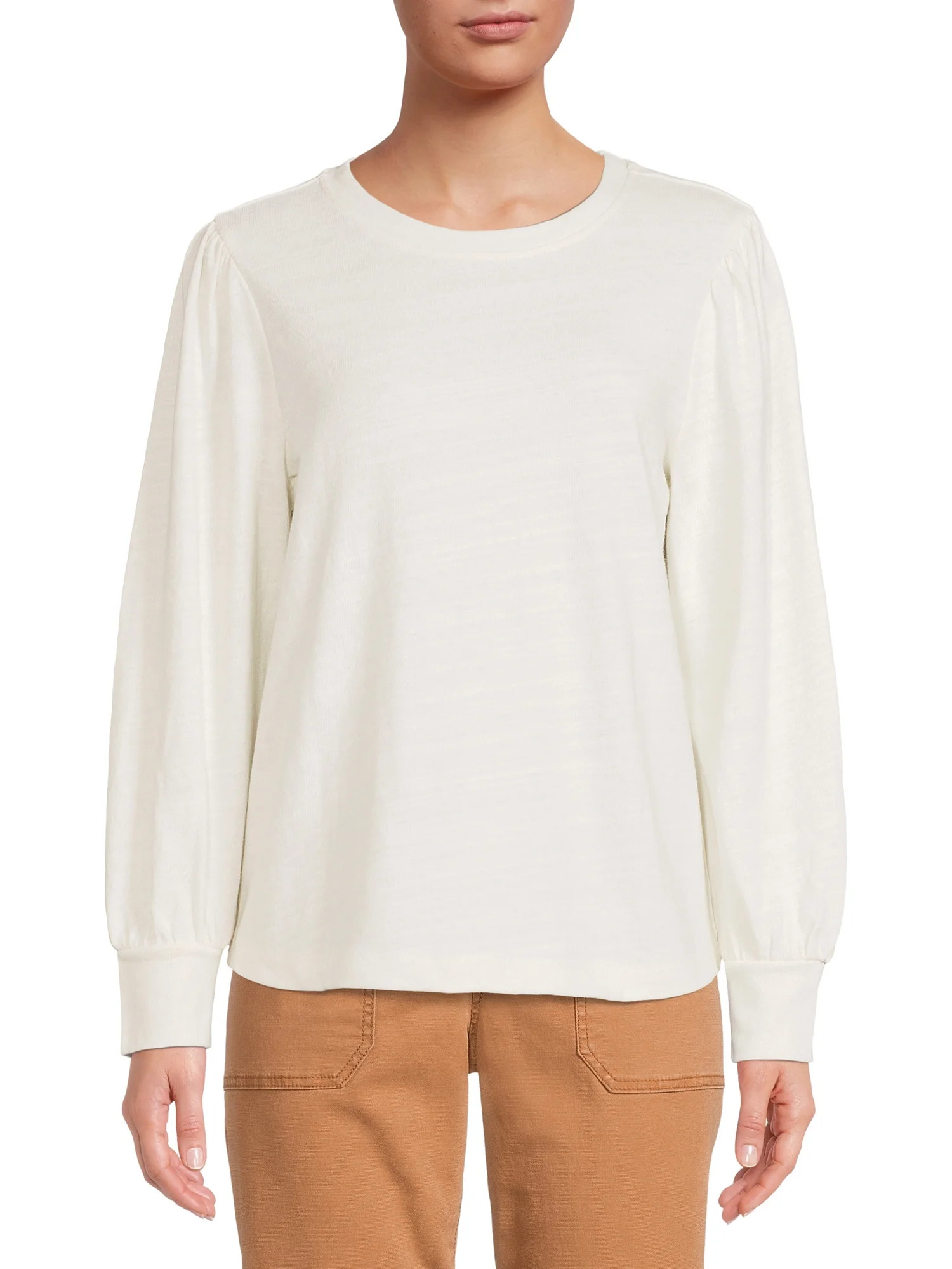 Time and Tru Women's Long Sleeve Puff Sleeve Top | Walmart (US)