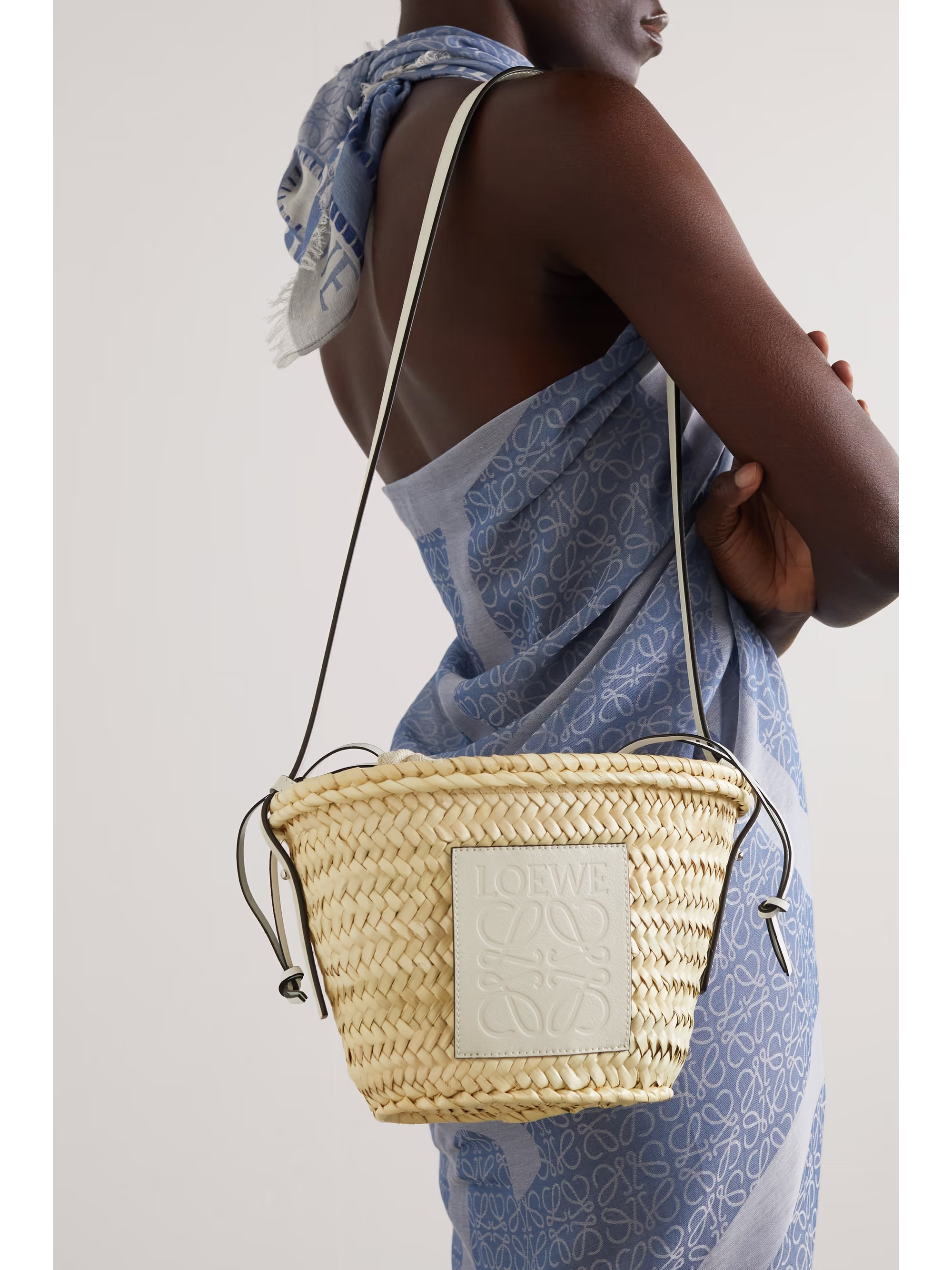 + Paula's Ibiza leather-trimmed raffia bucket bag | NET-A-PORTER (US)