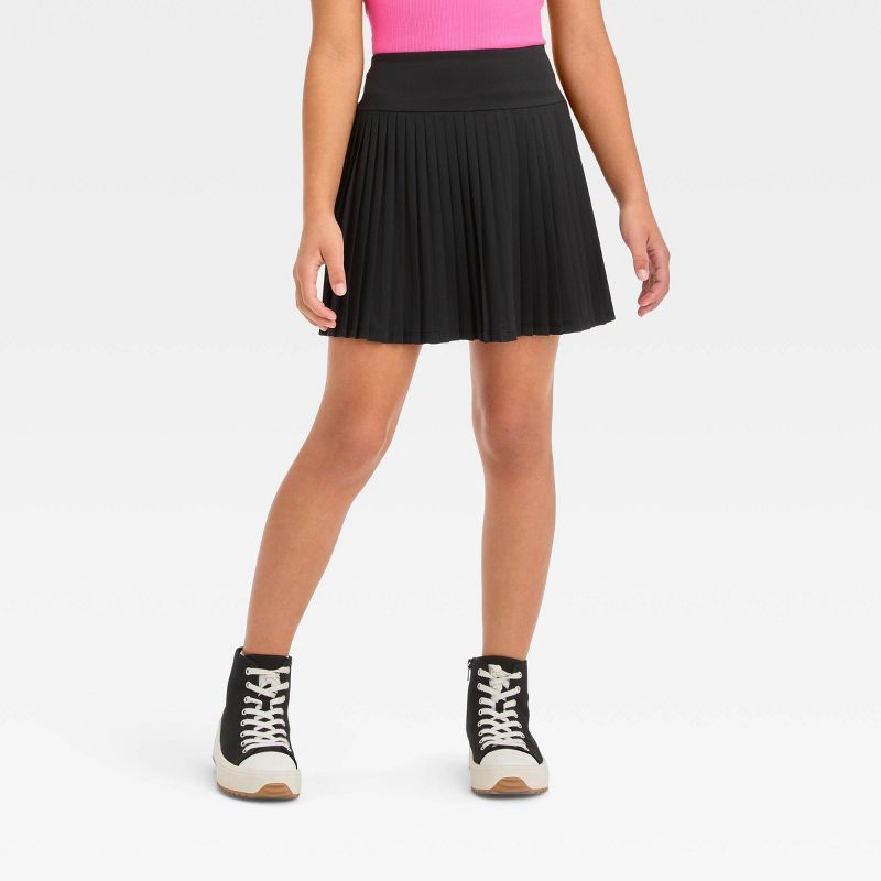 Girls' Knit Pleated Tennis Skirt - art class™ Black S | Target