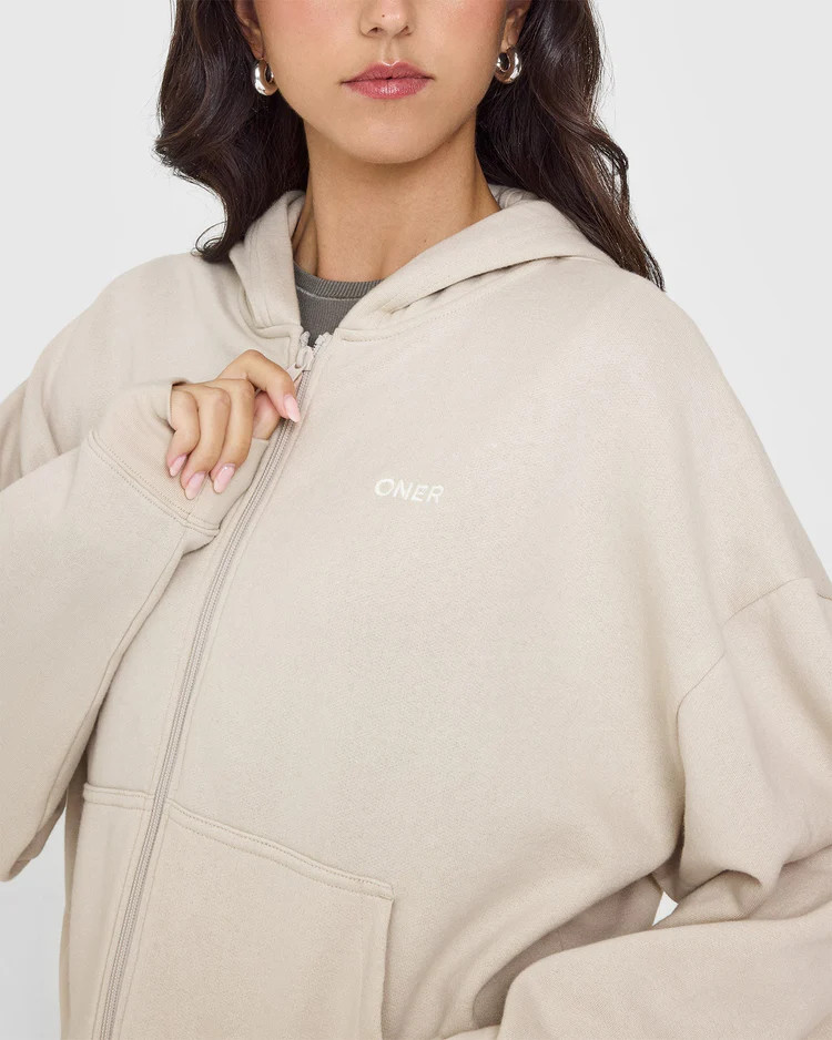 Mid Weight Zip Through Hoodie 
 Sand | Oner Active (UK / US)