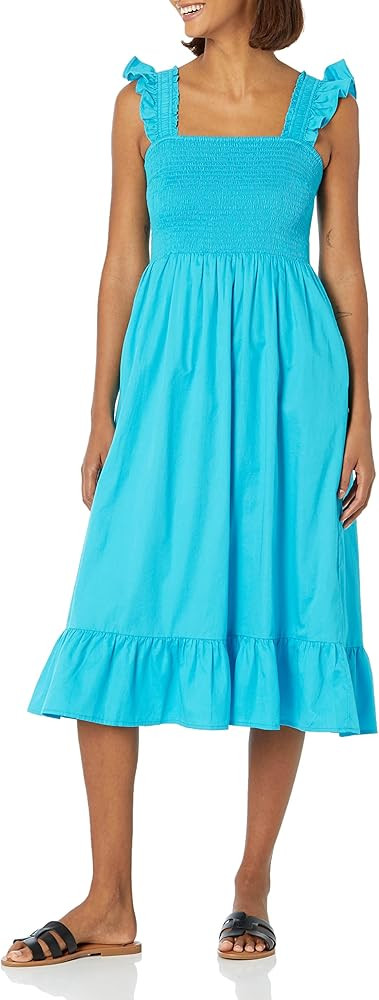 The Drop Women's Kimi Ruffled-Shoulder Smocked Midi Dress | Amazon (US)