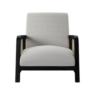 Ivory Black Oak Upholstered Arm Chair with Frame | The Home Depot