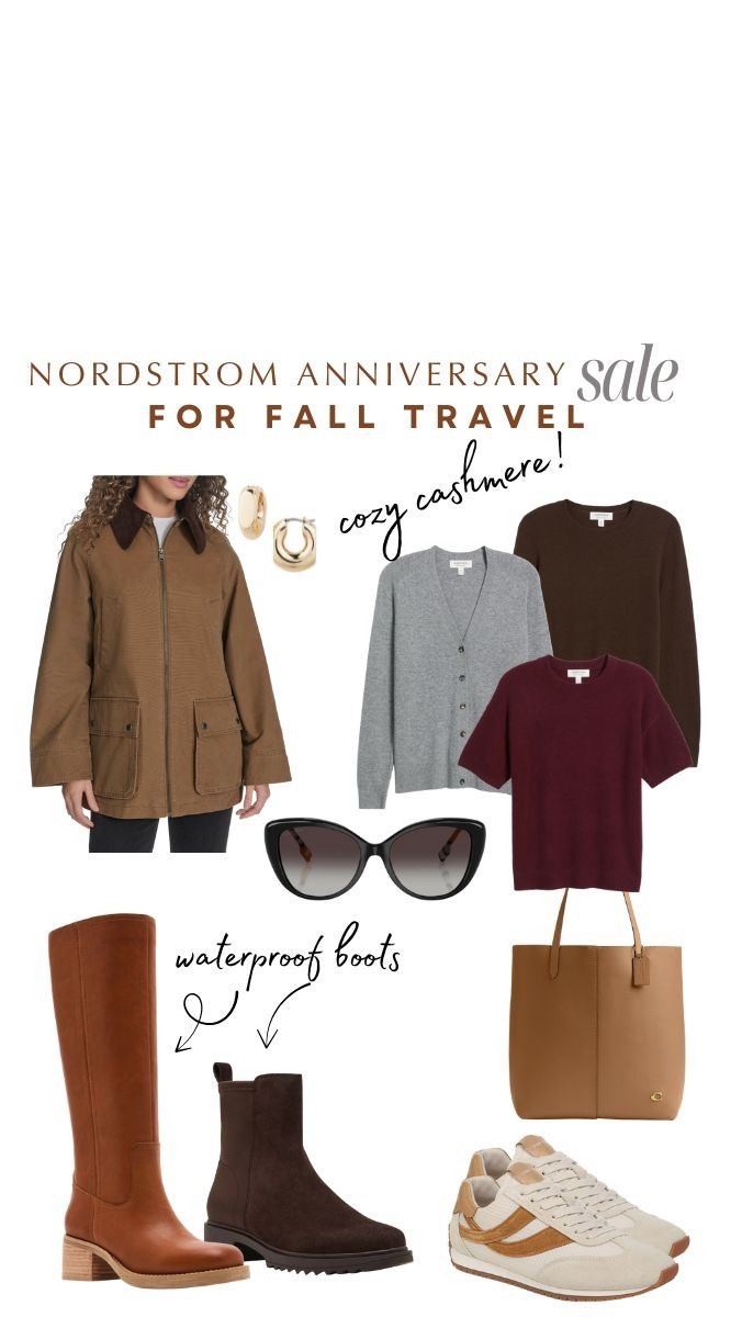 Nordstrom Anniversary Sale 
Fall Travel 🍂

Many great deals in the Nordstrom sale for fall travel. I always take cashmere sweaters because it’s light to pack yet warm. 

I have these chic sunglasses and they are great on many face shapes. 

Waterproof boots for fall and a light coat are essentials I reach for on every trip. (Fall,
Winter, Spring.) 

#LTKTravel #LTKOver40 #LTKSaleAlert