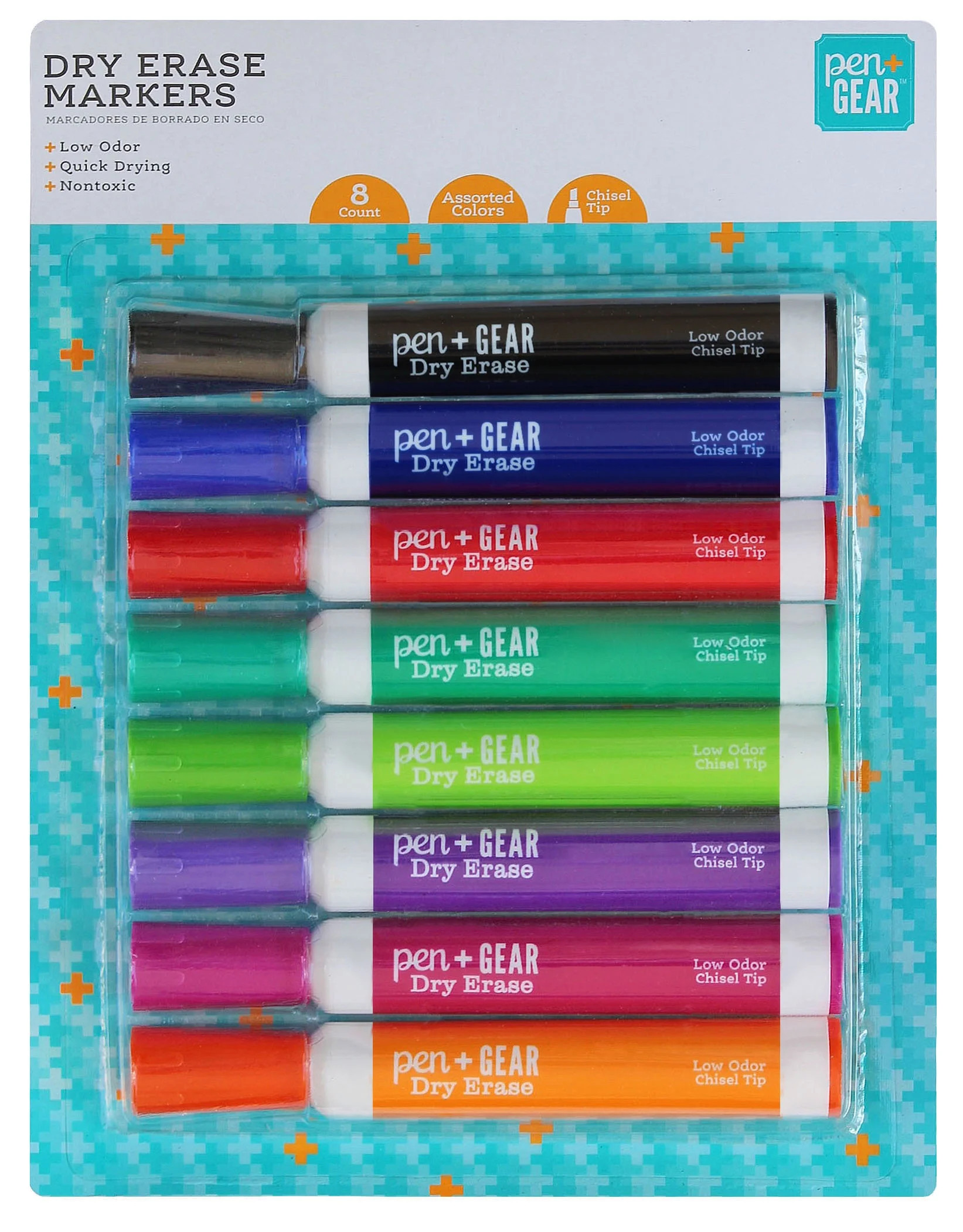Pen+Gear Dry Erase, Chisel Tip, 8 Count, Assorted Colors, Low Odor, Quick Drying, Easy Clean | Walmart (US)