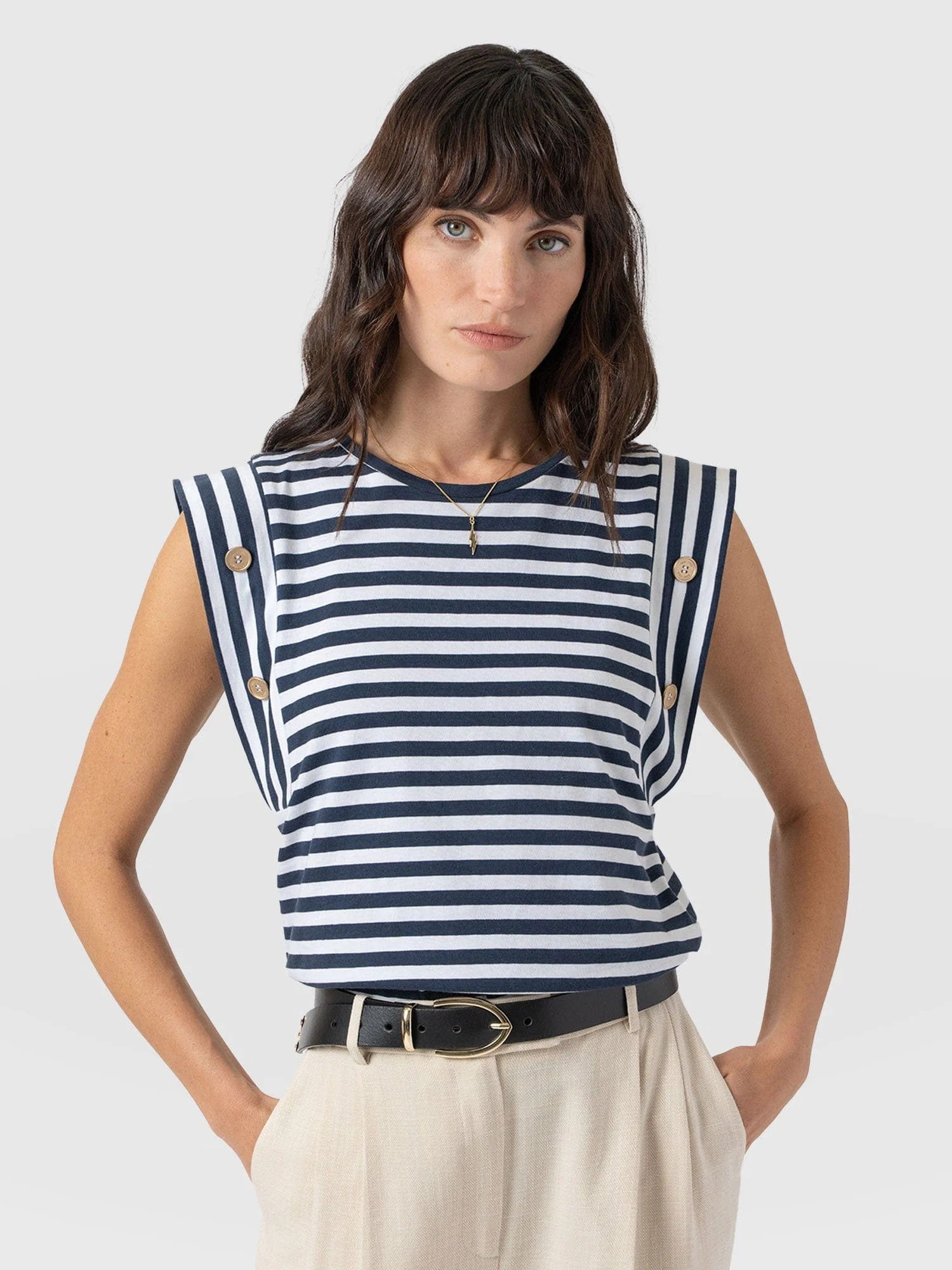 Rowan Tee - Navy Stripe | Saint + Sofia UK